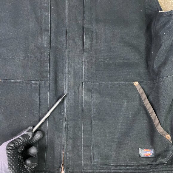 Dickies Vest Mens Large Black Duck Canvas Sherpa Lined Work Wear Utility - Picture 5 of 13